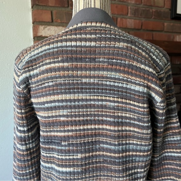 PXG Women’s Open Knit Striped Cardigan in Multi Gray Sz L - Picture 9 of 12